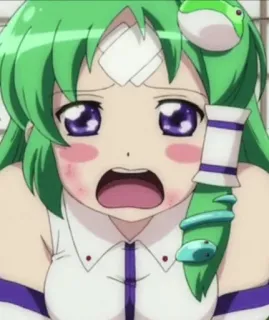😭 Rika Furude Higurashi When They Cry Anime, Mangá, Rika Furude, Higurashi, assustado(a), cabelo verde telegram sticker