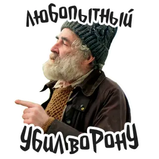 🤓 ЛЮБОПЫТНЫЙ 
УБИЛ ВОРОНУ homme, barbe, chapeau, pointer telegram sticker