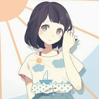 🕸 アニメガール, 漫画, かわいい, イラスト, 夏, ボート telegram sticker