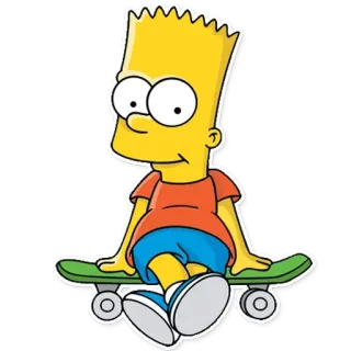 🙂 Bart Simpson The Simpsons การ์ตูน, บาร์ต ซิมป์สัน, เดอะซิมป์สันส์, สเก็ตบอร์ด, สีเหลือง, ตัวละคร, แอนิเมชัน telegram sticker