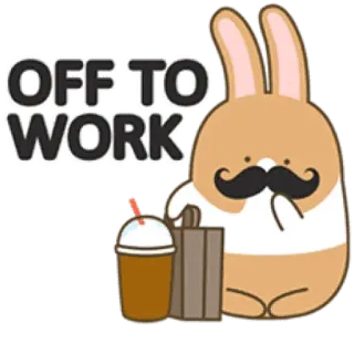 🤭 OFF TO WORK bunny, work, office, cute, cartoon telegram sticker