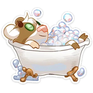 ⭐ 소, 욕조, 휴식, 동물, 거품, 만화, 스파, 귀여운 telegram sticker