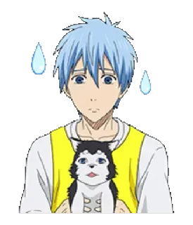 ☹ Kuroko Kuroko's Basketball anime, sudor, baloncesto, nervioso, lindo telegram sticker