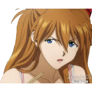 😒 Asuka Langley Soryu Neon Genesis Evangelion NERV Production 222 anime, evangelion, personnage, fille, japonais whatsapp sticker