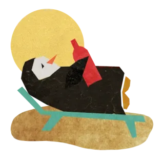 🌞 pinguino, spiaggia, sole, relax, estate, vacanza telegram sticker