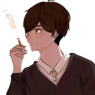 🚸 บุหรี่, สูบบุหรี่, อนิเมะ, เด็กผู้ชาย, ภาพเหมือน telegram sticker