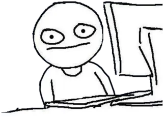 😐 meme, internet, computer, drawing, stick figure telegram sticker