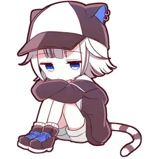 😕 Anime, Chibi, Mèo, Kawaii, Dễ thương, Cô gái, Manga telegram sticker