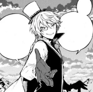 🐁 Fyodor Dostoyevsky Bungou Stray Dogs Anime, Manga, Fjodor Dostojevski, Bungou Stray Dogs, Schurk, Personage, Zwart-wit telegram sticker