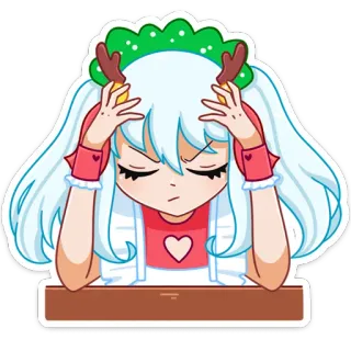 😔 anime, girl, frustrated, stressed, headache, cartoon, cute telegram sticker