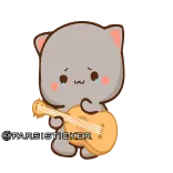 😪 @FARSISTERXX chat, mignon, kawaii, guitare, animal, autocollant whatsapp sticker