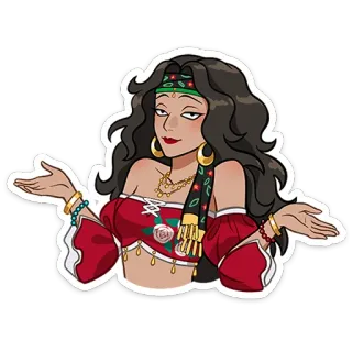 🤷‍♀ woman, red, jewelry, cartoon, illustration, sticker telegram sticker