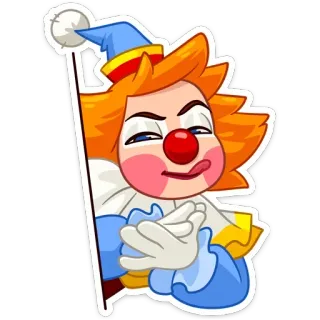 😛 Clown, Cartoon, Sticker, Illustration, Personnage whatsapp sticker
