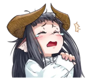 😪 anime, piangere, triste, corna, femmina, ragazza, cartone animato telegram sticker