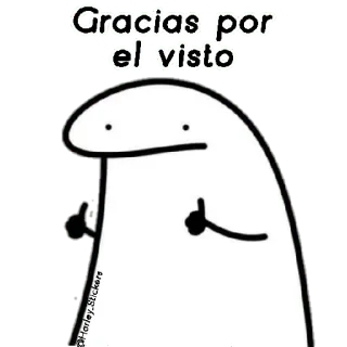 😀 Gracias por el visto duim omhoog, sticker, cartoon, wit, minimalistisch telegram sticker