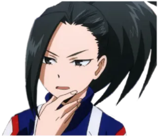 🤔 Momo Yaoyorozu My Hero Academia 动漫, 女孩, 英雄, 学生, 严肃 telegram sticker