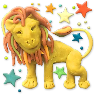 ♌ lion, animal, stars, cartoon, cute, illustration, sticker whatsapp sticker