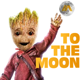 😭 Groot TO THE MOON Грут, Стражи Галактики, Marvel, To the Moon, луна, космос telegram sticker
