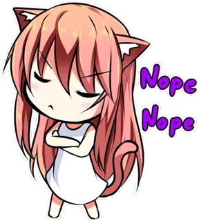 ✋ Nope Nope chica gato, anime, manga, lindo, orejas de gato, no, rechazar whatsapp sticker