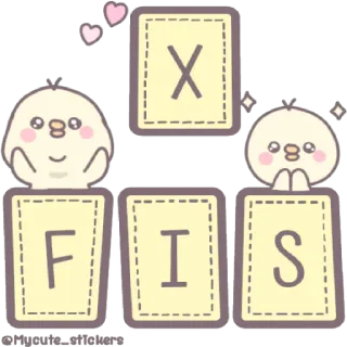 😁 X FIS S carino, kawaii, adesivo, uccelli, cuori, giallo telegram sticker