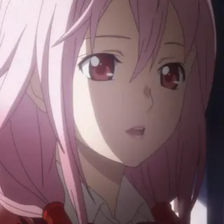 🍒 Inori Yuzuriha Guilty Crown anime, kreskówka, dziewczyna, postać, różowe włosy, Inori Yuzuriha, Guilty Crown telegram sticker