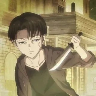 😒 Levi Ackerman Attack on Titan Anime, Ataque dos Titãs, Levi, Faca, Violência, Militar, Personagem telegram sticker