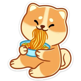 🍜 chien, animal, ramen, nouilles, nourriture, dessin animé, mignon, animal de compagnie telegram sticker