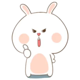👍 conejo, conejo, enojado, gesto ofensivo, dibujos animados, animal, lindo whatsapp sticker