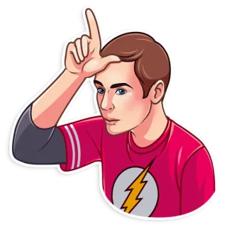 😒 Sheldon Cooper The Big Bang Theory tv show, character, loser sign, cartoon, funny telegram sticker