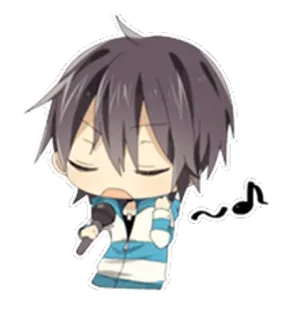 😌 Anime, Chibi, Chanteur, Micro, Musique, Mignon whatsapp sticker