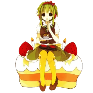 🍰 Anime, Mädchen, Kuchen, Erdbeere, Süß, Dessert, Manga telegram sticker