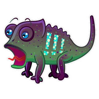 😰 !!! 카멜레온, 동물, 스티커, 만화, 느낌표, 파충류, 놀람, 충격 telegram sticker