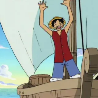 👒 Monkey D. Luffy One Piece Anime, Pirata, Aventura, Capitán, Sombrero de paja telegram sticker