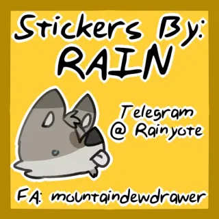 ℹ Stickers By: RAIN
Telegram @Rainyote
FA: mountaindewdrawer stickers, telegram, furry, artwork, rain, cartoon, animal telegram sticker
