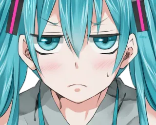😑 Hatsune Miku 애니메이션, 보컬로이드, 하츠네 미쿠, 만화, 얼굴, 표정 whatsapp sticker