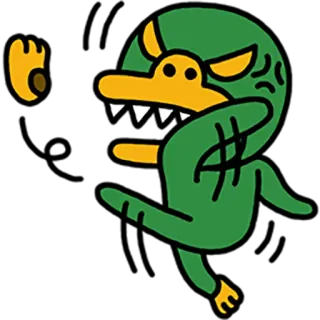 👿 монстр, зеленый, злой, мультик, утка, существо telegram sticker