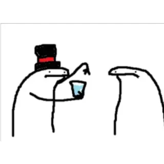 ✨ cartoon, stick figure, drinking, water, hat, top hat telegram sticker
