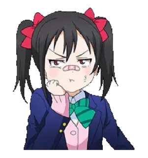 😠 Yazawa Nico Love Live! Anime, Karakter, Terluka, Imut, Seragam sekolah, Gadis, Marah telegram sticker