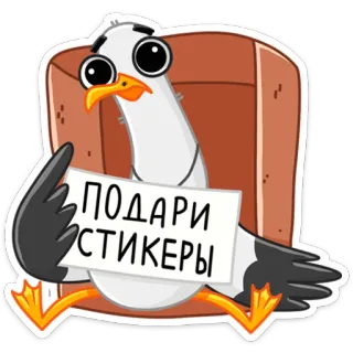 🦊 ПОДАРИ СТИКЕРЫ gaivota, pássaro, adesivos, desenho animado, fofo, engraçado telegram sticker