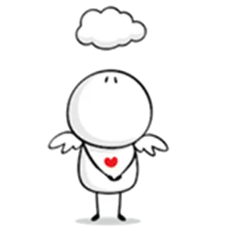 ☁ anioł, słodki, serce, skrzydła, chmura telegram sticker
