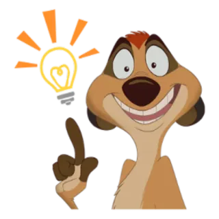 💡 Timon The Lion King Timon, The Lion King, meerkat, idea, lightbulb, cartoon, disney telegram sticker