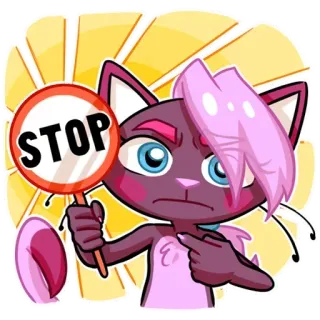 ✋ STOP Знак стоп, Мультяшный кот, Предупреждение, Знак, Запрет, Ограничение, Стоп whatsapp sticker