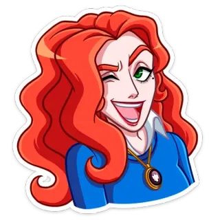 😉 cartoon, woman, red hair, winking, smiling, portrait telegram sticker