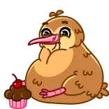 🤤 Kiwi (ave), Cupcake, Pássaro, Sobremesa, Fofo, Desenho animado telegram sticker