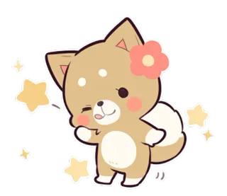 😋 собака, цветок, милый, животное, наклейка, мультфильм telegram sticker