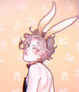 😚 토끼, 토끼 귀, 사람, 나비 넥타이 telegram sticker