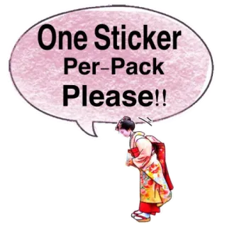 🙇‍♀️ One Sticker Per-Pack Please!! naklejka, paczka, japoński, kobieta, kimono, ukłon telegram sticker