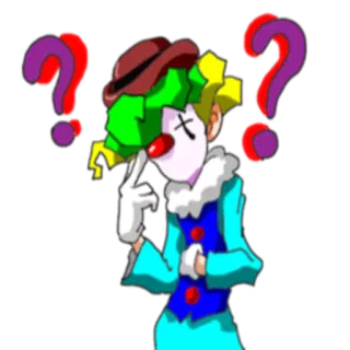 ❓ palhaço, pergunta, pensando, chapéu, desenho animado telegram sticker