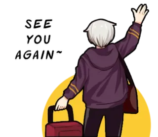 👋 SEE YOU AGAIN~ viagem, despedida, adeus, desenho animado, anime, partida whatsapp sticker