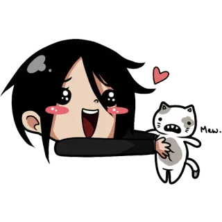 😍 Mew Cartoon, Katze, Anime, Kawaii, Süß telegram sticker